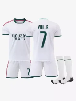 26/27 N° 7 Viní. Jr N° 10 Mbappé N° 5 Bellingham Ensemble 3 pièces Maillot domicile du club de football pour adultes et enfants