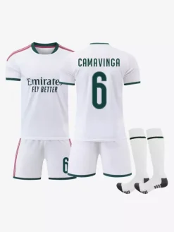 26/27 N° 7 Viní. Jr N° 10 Mbappé N° 5 Bellingham Ensemble 3 pièces Maillot domicile du club de football pour adultes et enfants