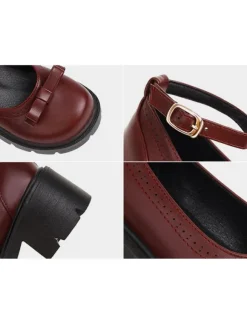 Académie Lolita Chaussures Escarpins en cuir PU à bout rond noir n艙ud