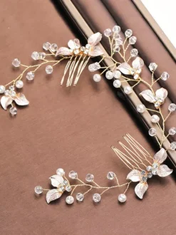 Accessoire de casque de mariage en métal perle accessoires de cheveux blonds clairs pour la mariée
