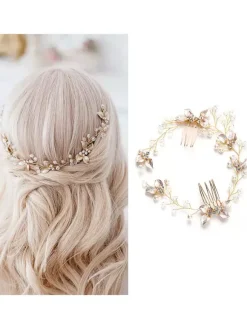 Accessoire de casque de mariage en métal perle accessoires de cheveux blonds clairs pour la mariée