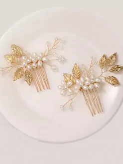 Accessoires de cheveux en métal de peigne de mariage de coiffes faites main pour la mariée