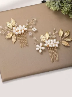 Accessoires de cheveux en métal de peigne de mariage de coiffes faites main pour la mariée