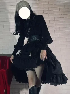 Accessoires Gothique Lolita Chaînes Noires Cuir PU Divers