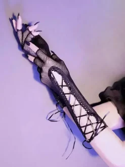 Accessoires Gothiques Lolita Noir Volants Manchettes Polyester Divers