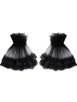 Accessoires Lolita Gothique Dentelle Noire Transparente