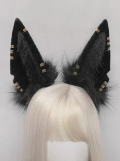 Accessoires Noir Lolita Oreilles Fausse Fourrure Coiffure Animaux Fibre Polyester Divers