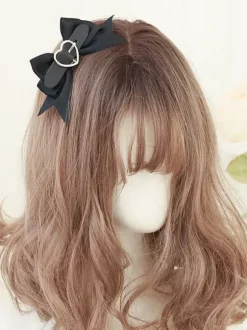 Accessoires Sweet Lolita Chaînes noires Coiffures en fibre de polyester Motif coeurs Divers