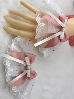 Accessoires Sweet Lolita Volants bleu ciel clair N艙uds Manchons Divers