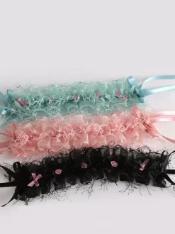 Accessoires Sweet Lolita Perles Noires Noeuds Volants Couvre-chef Divers