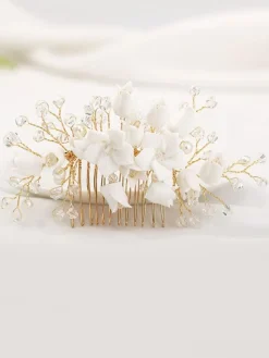 Accessoires de cheveux de mariée en métal peigne de casque de mariage à la main
