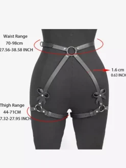 Accessoires de lingerie Costumes sexy Intérieur Cuir noir Lacets Sangle de retenue Bondage Fétiche Fesses Arc Jambe Jarretière