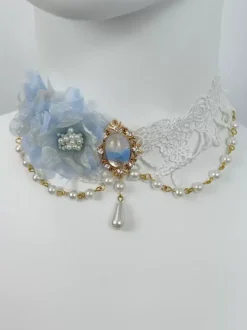 Accessoires Gothiques Lolita Chaînes Rose Clair Perles Ras De Cou Divers