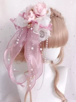 Accessoires Lolita Style Chinois Perles Vertes N艙uds Fleurs Accessoire Fibre Polyester Divers