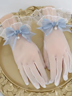 Accessoires Lolita Style ROCOCO N艙uds Bleu Profond Perles Accessoire Fibre Polyester Divers