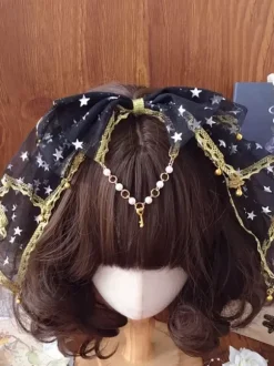 Accessoires Sweet Lolita N艙uds noirs Dentelle Coiffes Divers