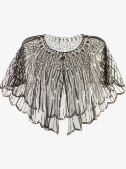 Années 1920 Great Gatsby paillettes accessoires Flapper Cape Coat Champagne Retro Costume Accessoires Déguisements Halloween