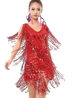 Attrayant costume de danse latine avec paillettes faux col Déguisements Halloween