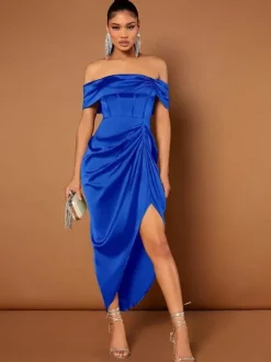 Avec robe de cocktail mode courte col bateau court
