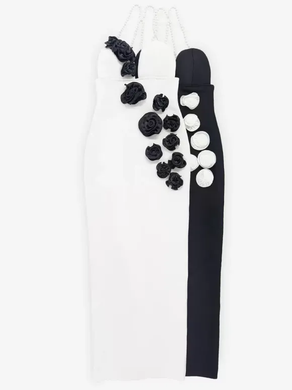 Avec robe de cocktail moderne longueur cheville robe de bal col en V fleurs polyester