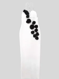 Avec robe de cocktail moderne longueur cheville robe de bal col en V fleurs polyester
