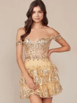 Avec robe de soirée courte en dentelle à découpes et décolleté en c艙ur