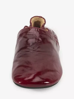 Ballerines bordeaux en cuir véritable bout carré chaussures plates à enfiler