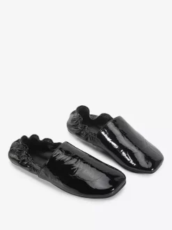 Ballerines bordeaux en cuir véritable bout carré chaussures plates à enfiler