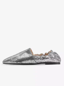 Ballerines bordeaux en cuir véritable bout carré chaussures plates à enfiler