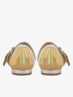 Ballerines en cuir PU à bout carré multicolore avec boucle pour femmes