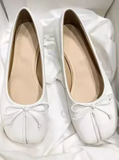 Ballerines noires pour femmes ballerines plates à n艙ud décoratif sur les orteils