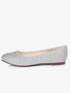 Ballerines de mariée chaussures plates femme argent paillete