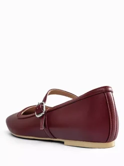 Ballerines Mary Jane bordeaux à bout carré et boucle vintage
