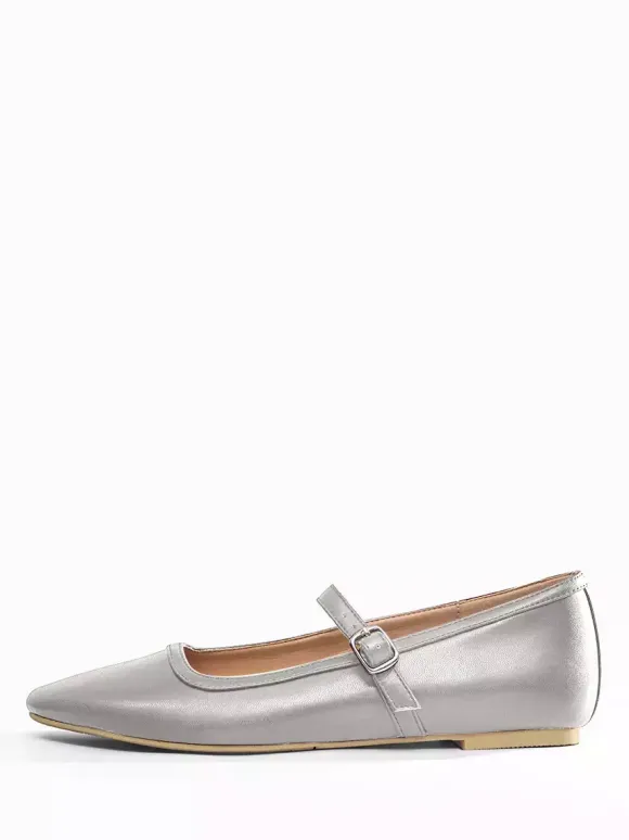 Ballerines Mary Jane bordeaux à bout carré et boucle vintage