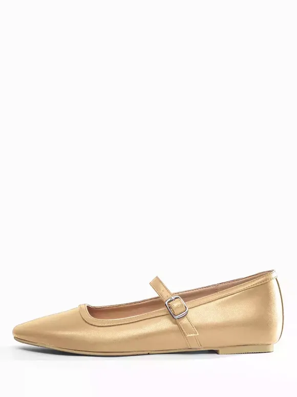 Ballerines Mary Jane bordeaux à bout carré et boucle vintage