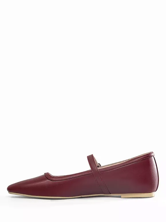 Ballerines Mary Jane bordeaux à bout carré et boucle vintage