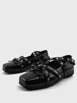 Ballerines noires à bout carré pour femme chaussures décontractées à talons compensés