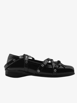 Ballerines noires à bout carré pour femme chaussures décontractées à talons compensés