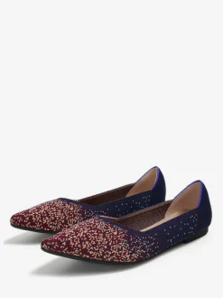 Ballerines Tricotées Femmes Bout Pointu Chaussures Plates À Enfiler