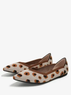 Ballerines Tricotées Femmes Bout Pointu Chaussures Plates À Enfiler