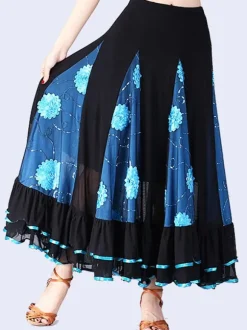 Ballroom Dance Costume jupe longues femmes Floral Dancing Bottoms Déguisements Halloween
