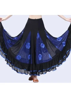 Ballroom Dance Costume jupe longues femmes Floral Dancing Bottoms Déguisements Halloween