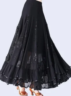 Ballroom Dance Costume jupe longues femmes Floral Dancing Bottoms Déguisements Halloween