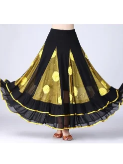 Ballroom Dance Costume jupe longues femmes Floral Dancing Bottoms Déguisements Halloween