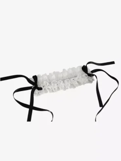 Bandeau Coiffe Sweet Lolita Accessoires Noir Blanc Volants N艙uds Dentelle Chapeaux