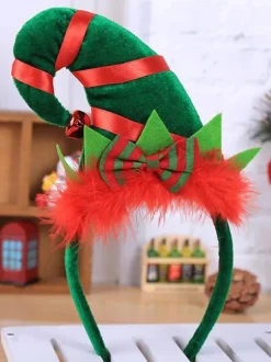 Bande de cheveux de Noël verte Fibre de polyester Costumes de vacances de Noël
