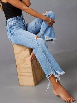 Bas de jeans sexy et décontractés à franges et taille haute en denim