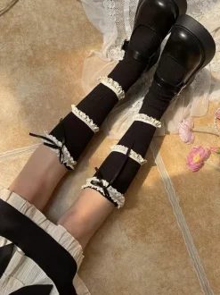 Bas gothique Lolita café marron accessoire polyester accessoires Lolita