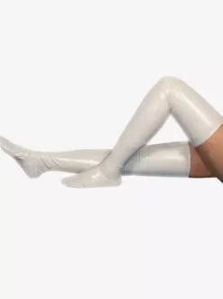 Bas long chaussettes séduisantes blanches zentai en PVC Déguisements Halloween