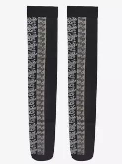 Bas autofixant en nylon gris avec dentelle et dentelle